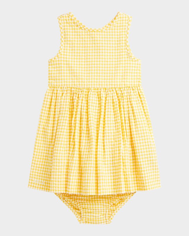 Girl's Gingham Seersucker Dress, Size 3M-24